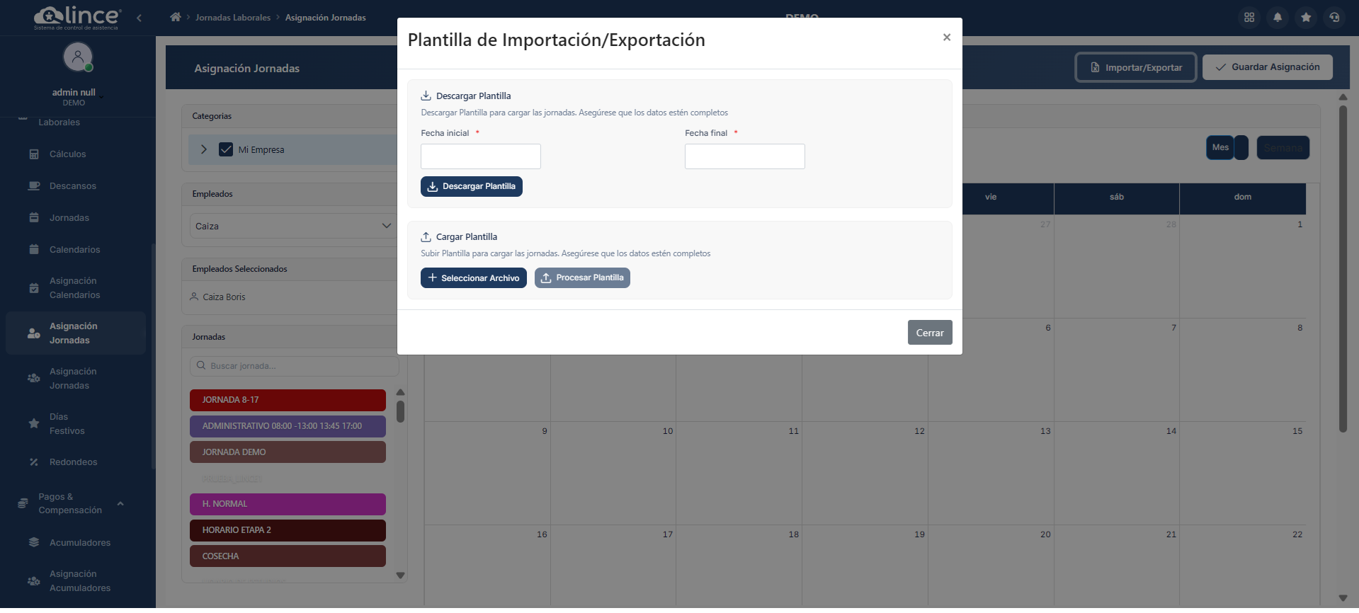 Plantilla de Importación/Exportación