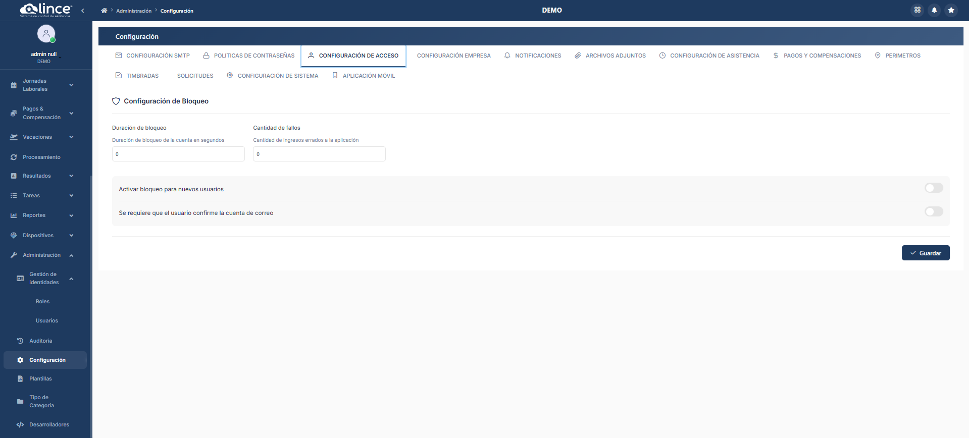 Configuración de Acceso