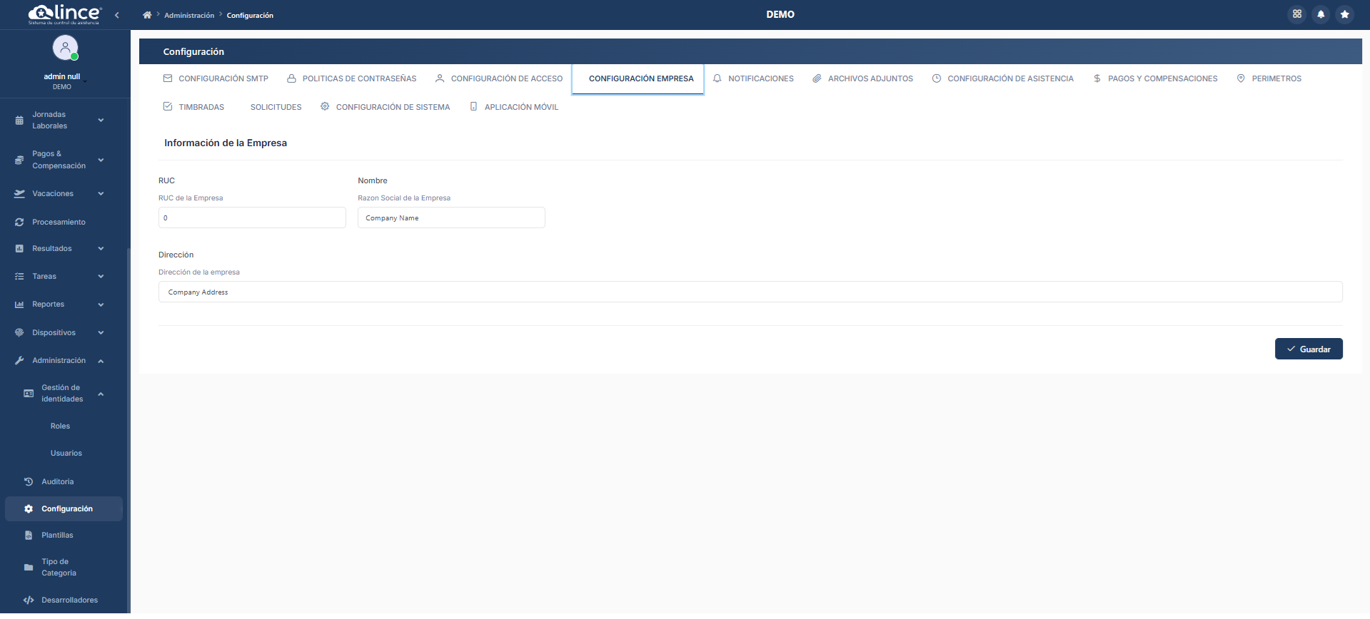 Configuración Empresa