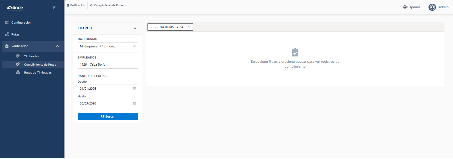 Cumplimiento de Ruta