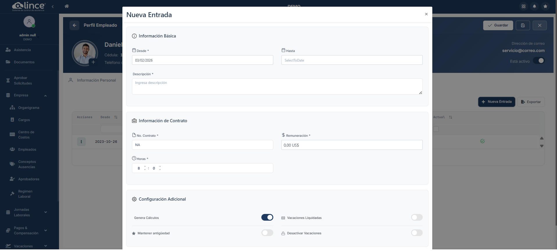 Formulario de Nueva Entrada
