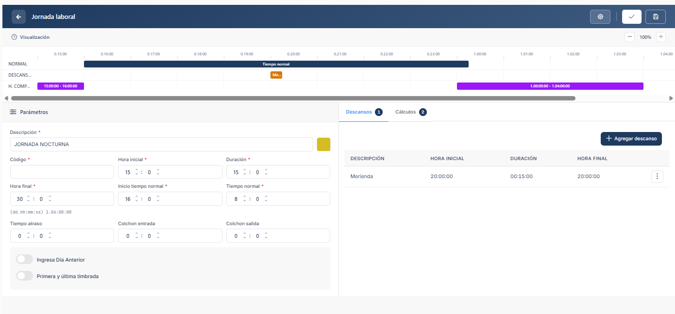 Ejemplo de Jornada Nocturna
