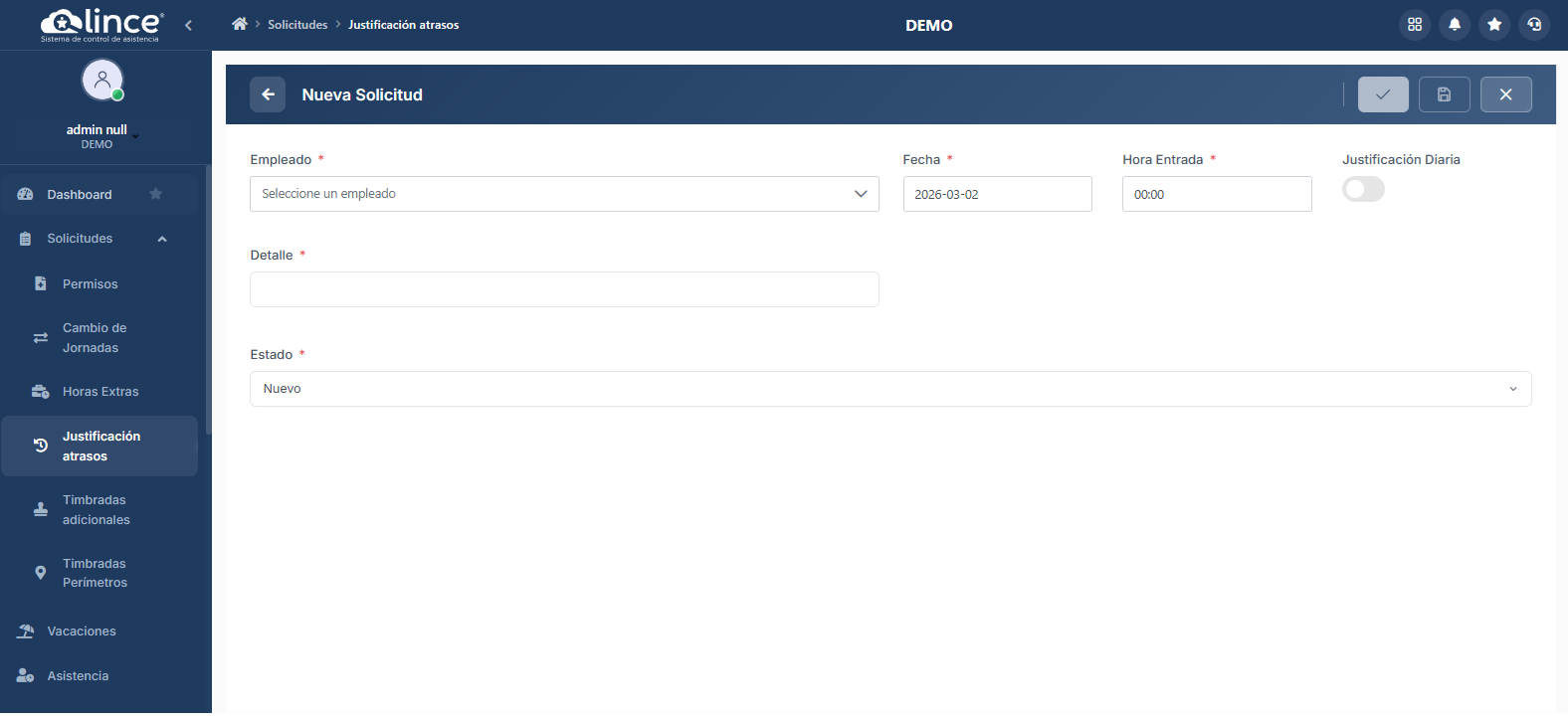 Formulario de Solicitud de Justificación de Atraso