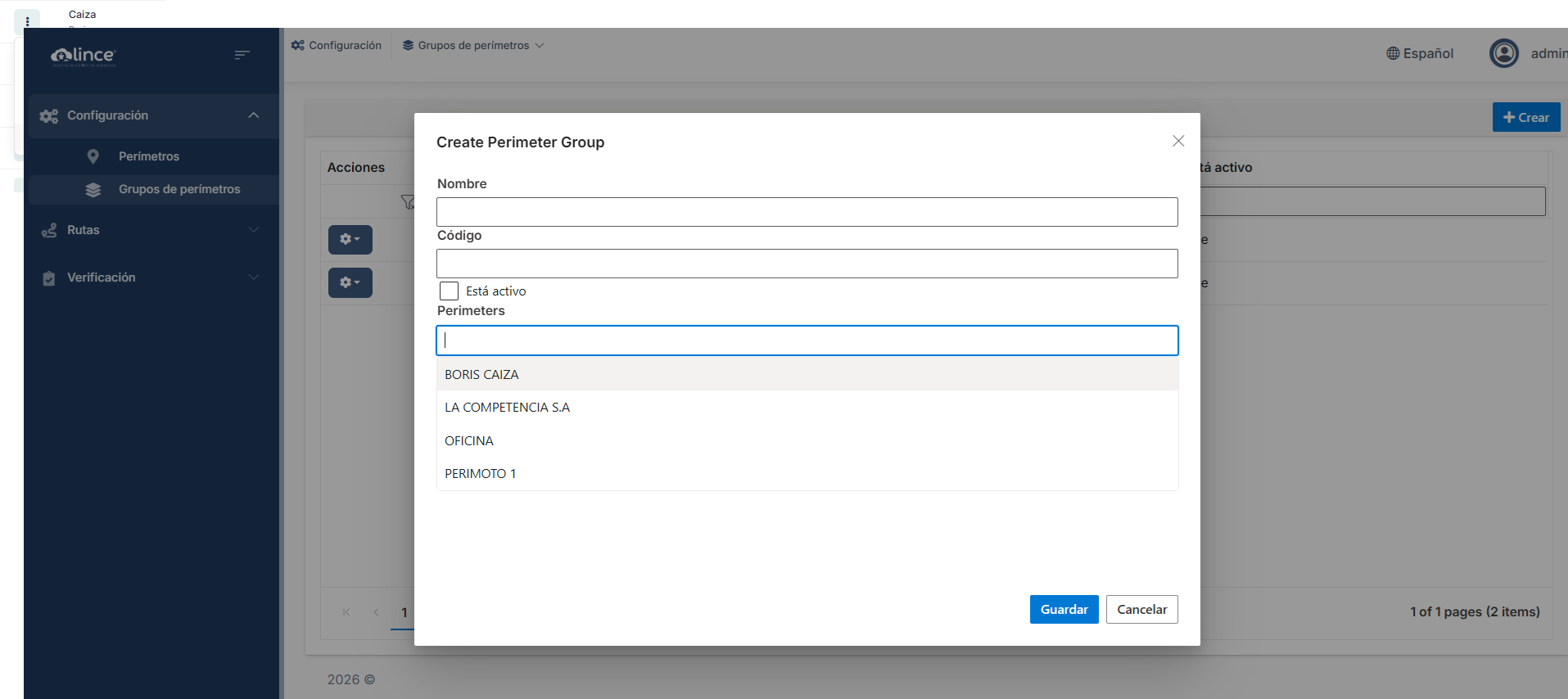 Formulario de Grupos