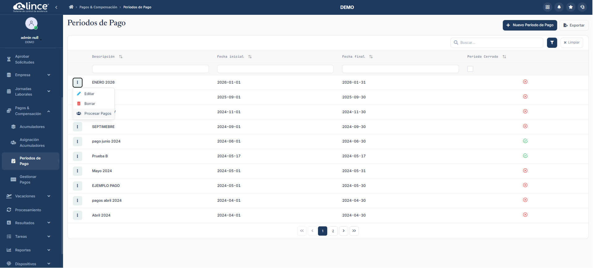 Procesar Pagos - Lista