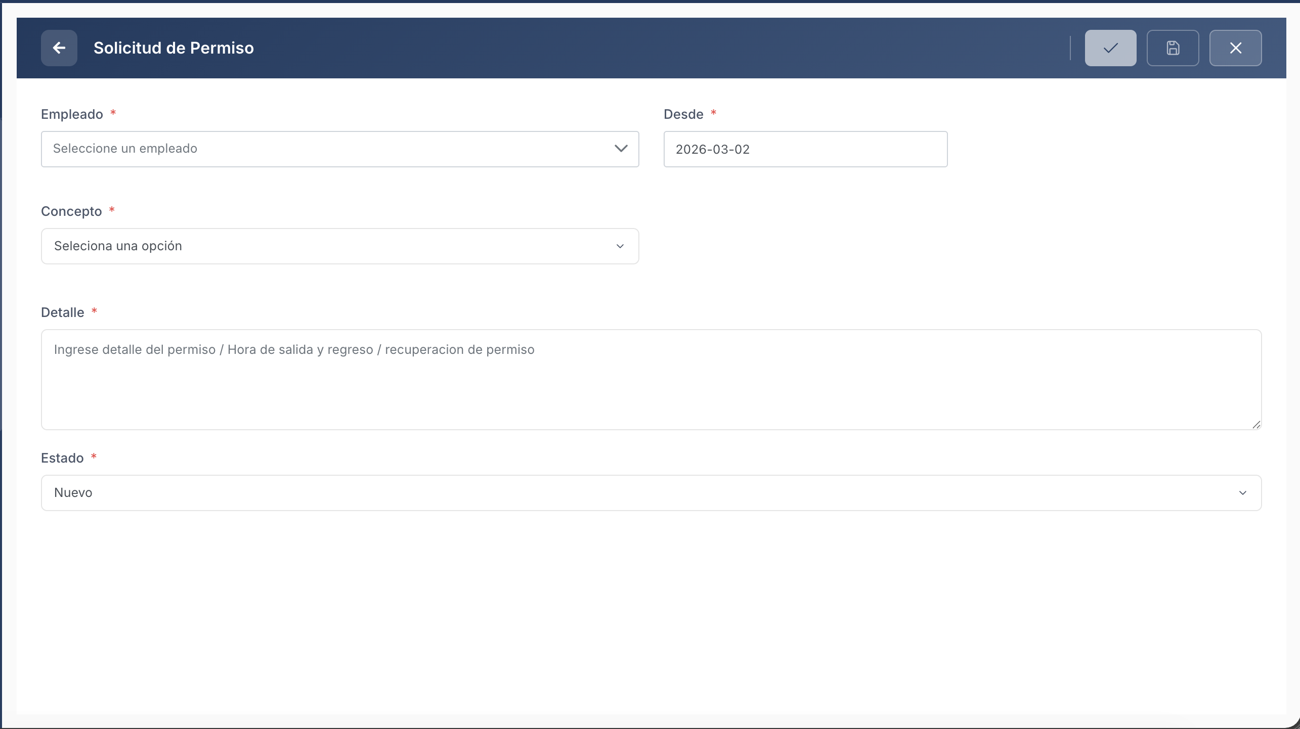 Formulario de Solicitud de Permiso
