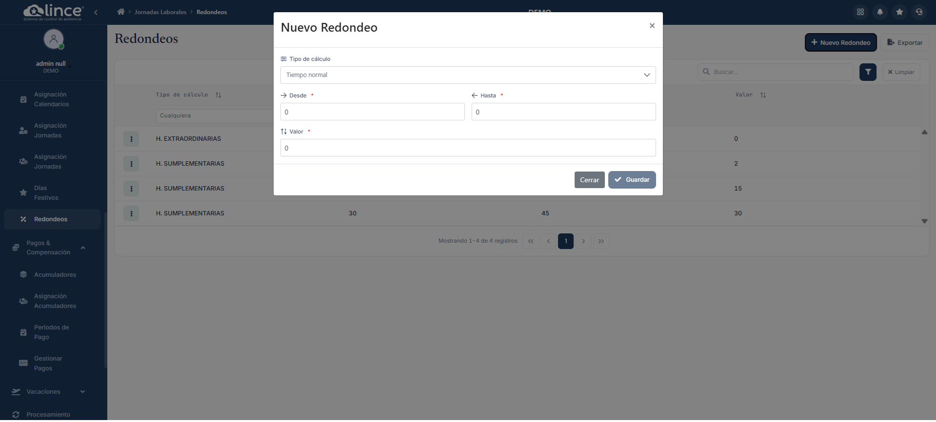 Formulario de Nuevo Redondeo
